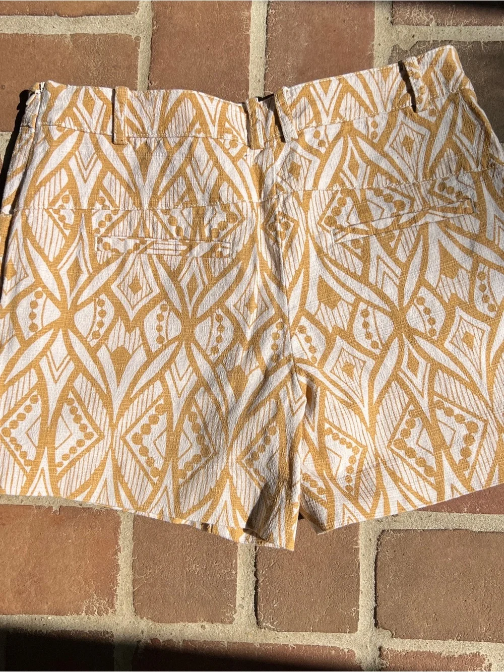 Anthropologie Yellow White Patterned High-Waist Shorts